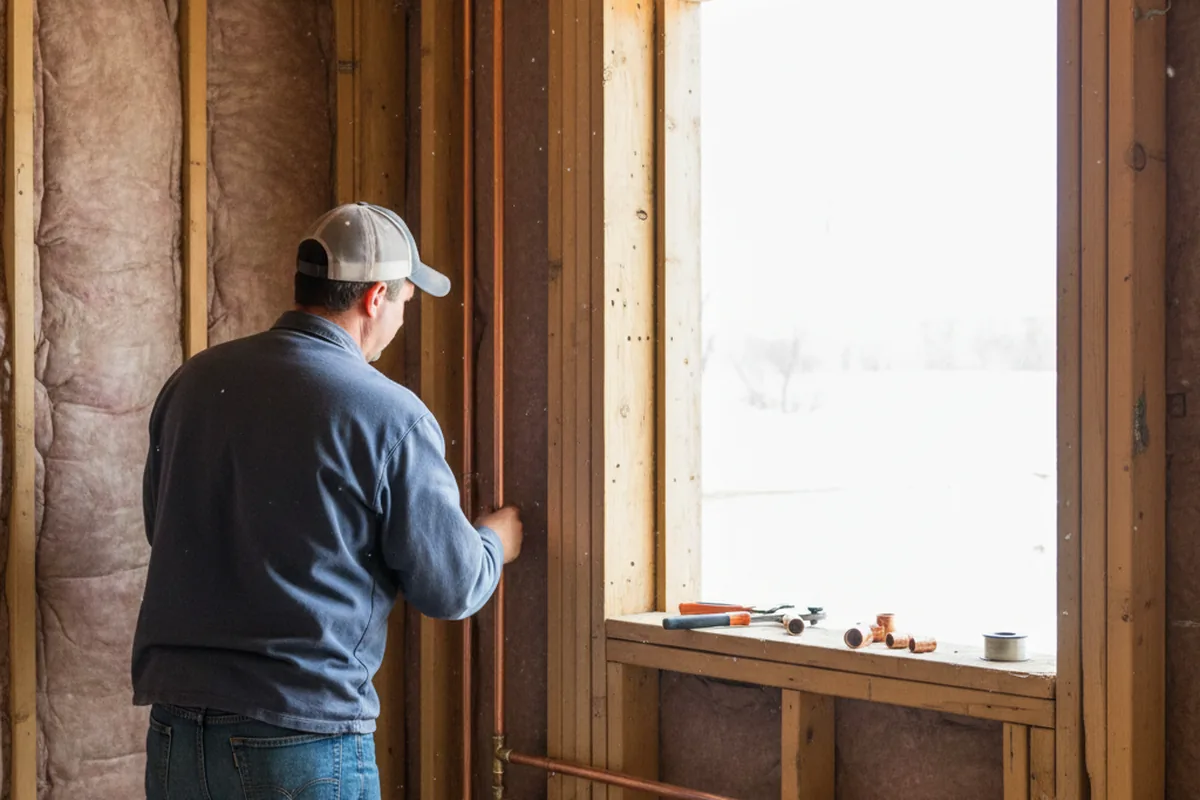 Licensed plumber running new copper supply lines in a New Iberia home